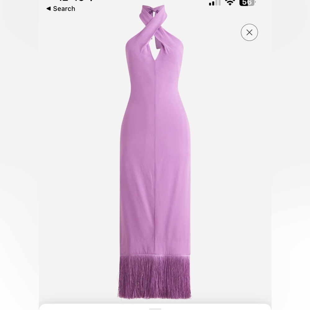 NWT JCrew Collection halter-neck fringe-hem dress in crepe